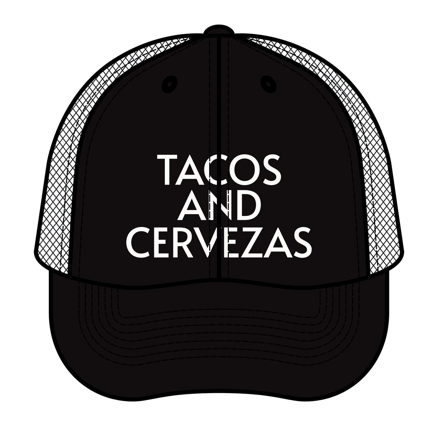 Retro Trucker Hat - "Tacos and Cervezas" - Fun Hat for Food Lovers