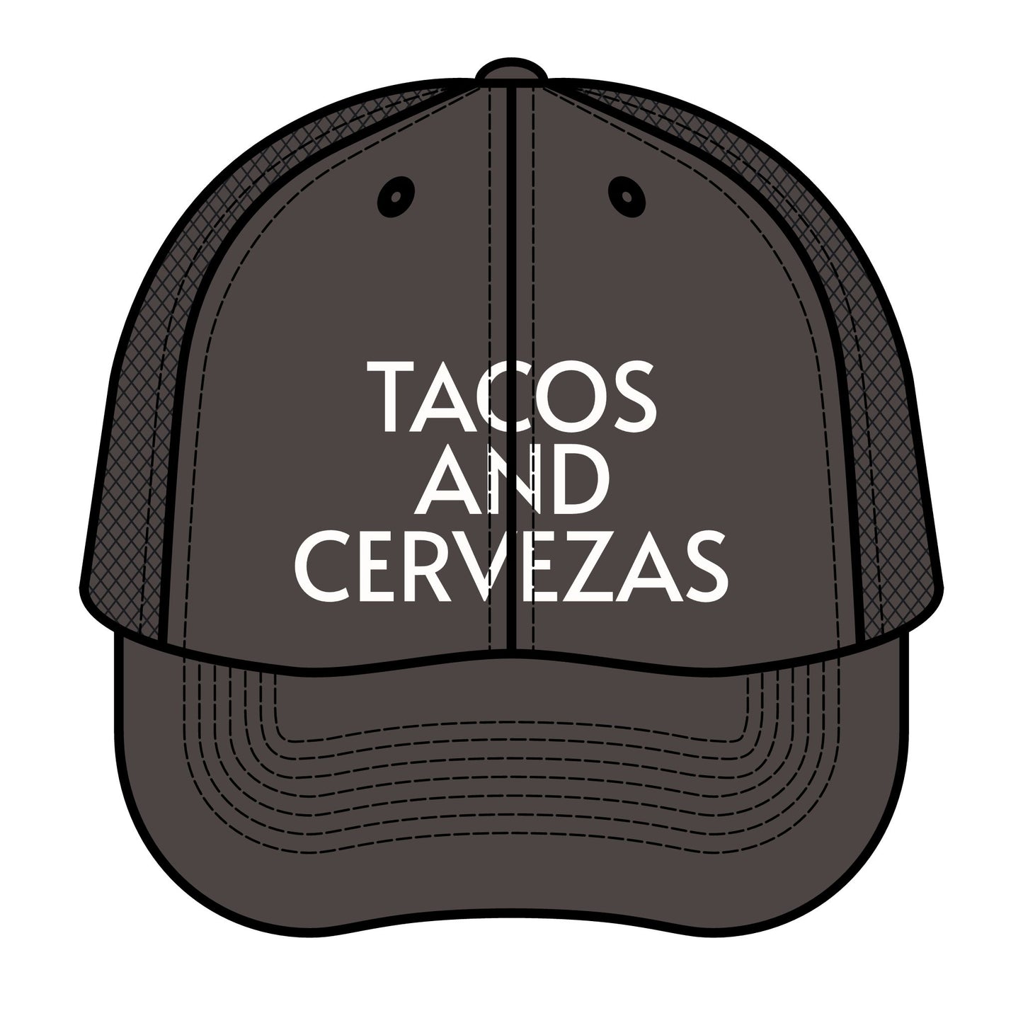 Retro Trucker Hat - "Tacos and Cervezas" - Fun Hat for Food Lovers