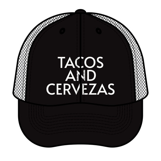 Retro Trucker Hat - "Tacos and Cervezas" - Fun Hat for Food Lovers