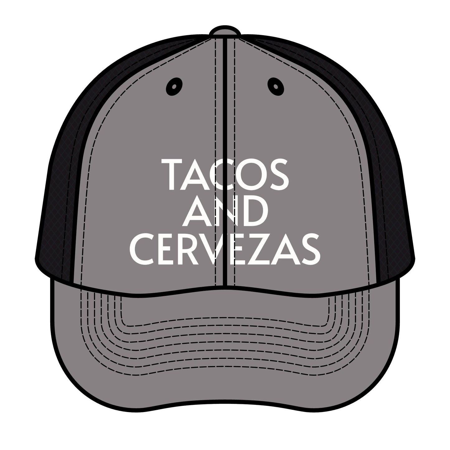 Retro Trucker Hat - "Tacos and Cervezas" - Fun Hat for Food Lovers